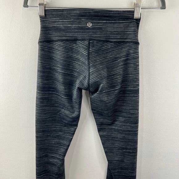 Lululemon Align High Rise Pant Legging Black Gray Striped Elastic Waist Size 4 - Picture 4 of 7